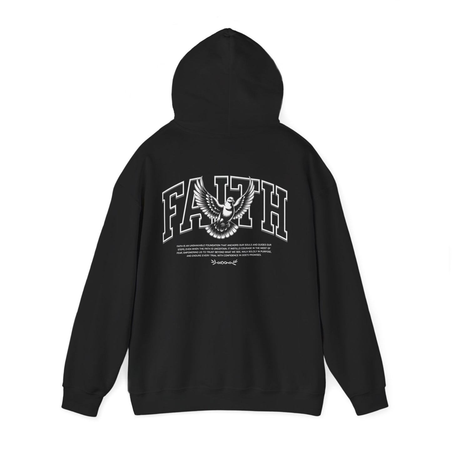 Varsity-Style Faith Hoodie - Black