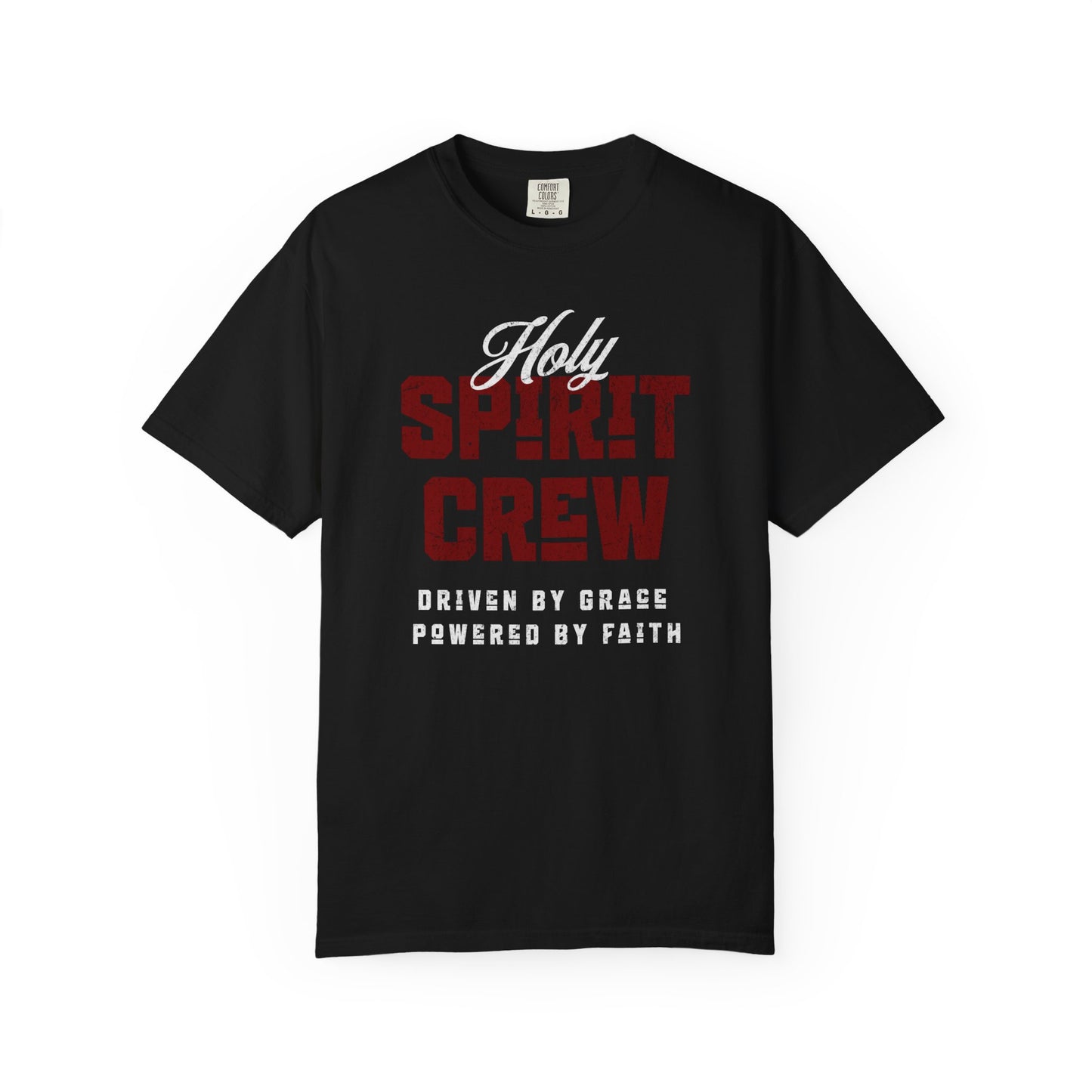 Holy Spirit Crew Tee, Driven by Grace, Powered by Faith - Black