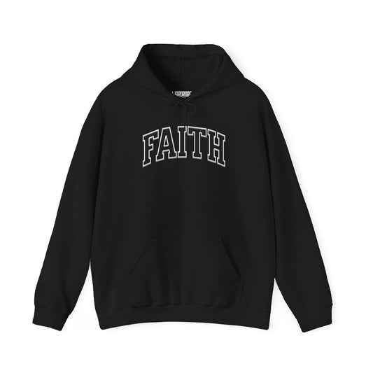 Varsity-Style Faith Hoodie - Black