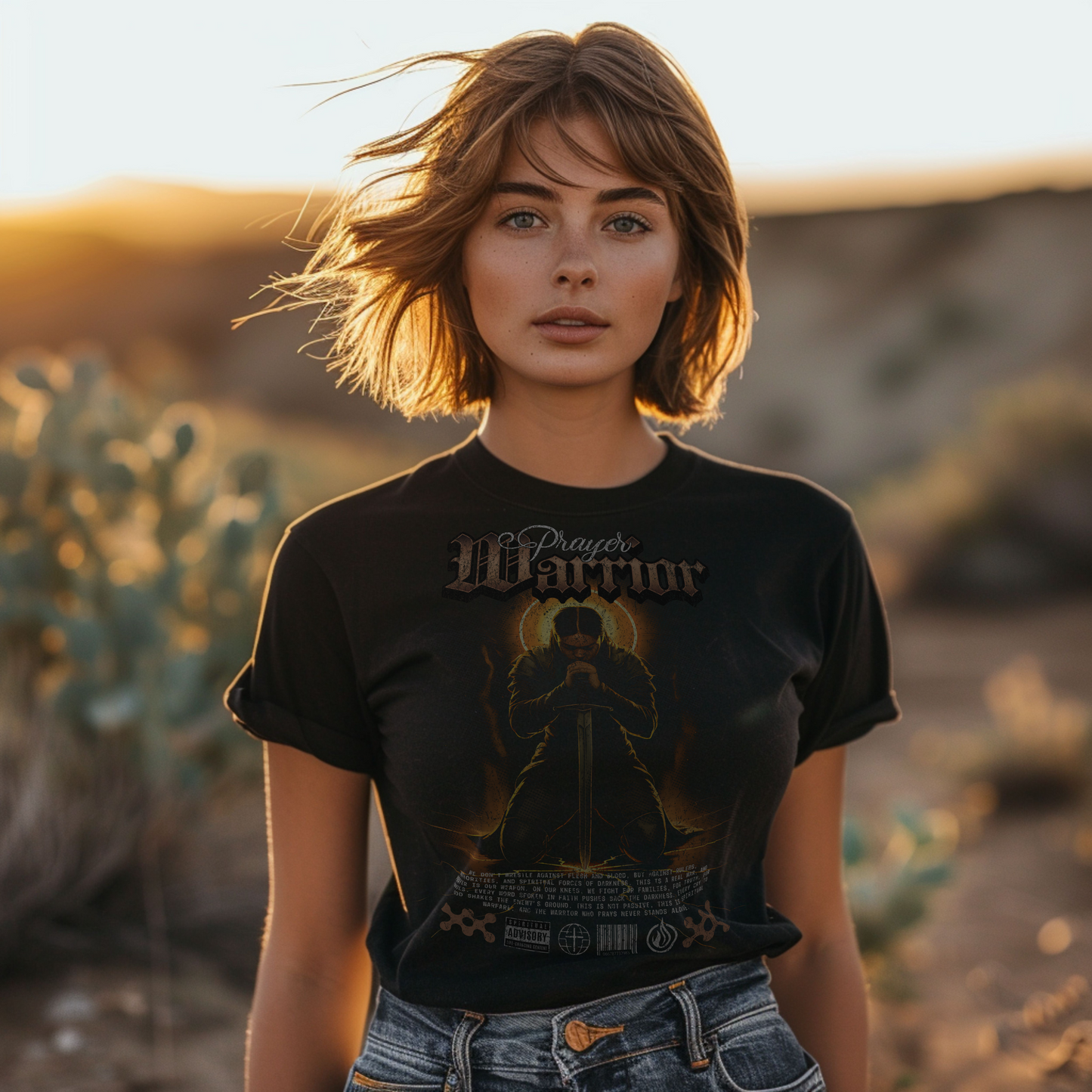 Female Prayer Warrior Tee - Black