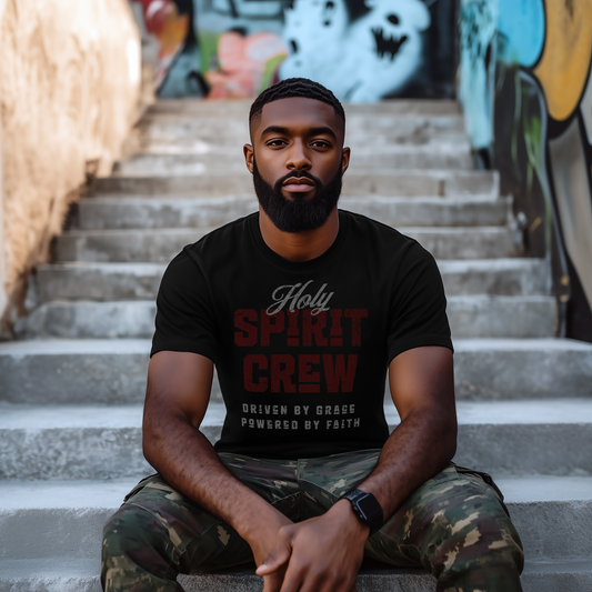 Holy Spirit Crew Tee, Driven by Grace, Powered by Faith - Black
