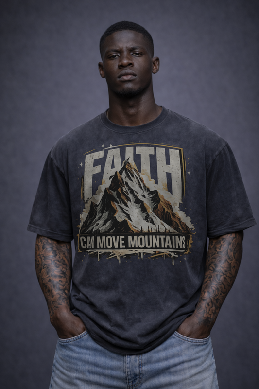 Faith Can Move Mountains Snow Washed Tee