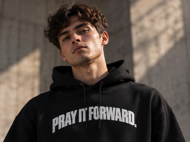 Pray It Forward Oversize Fleeced Hoodie - Black