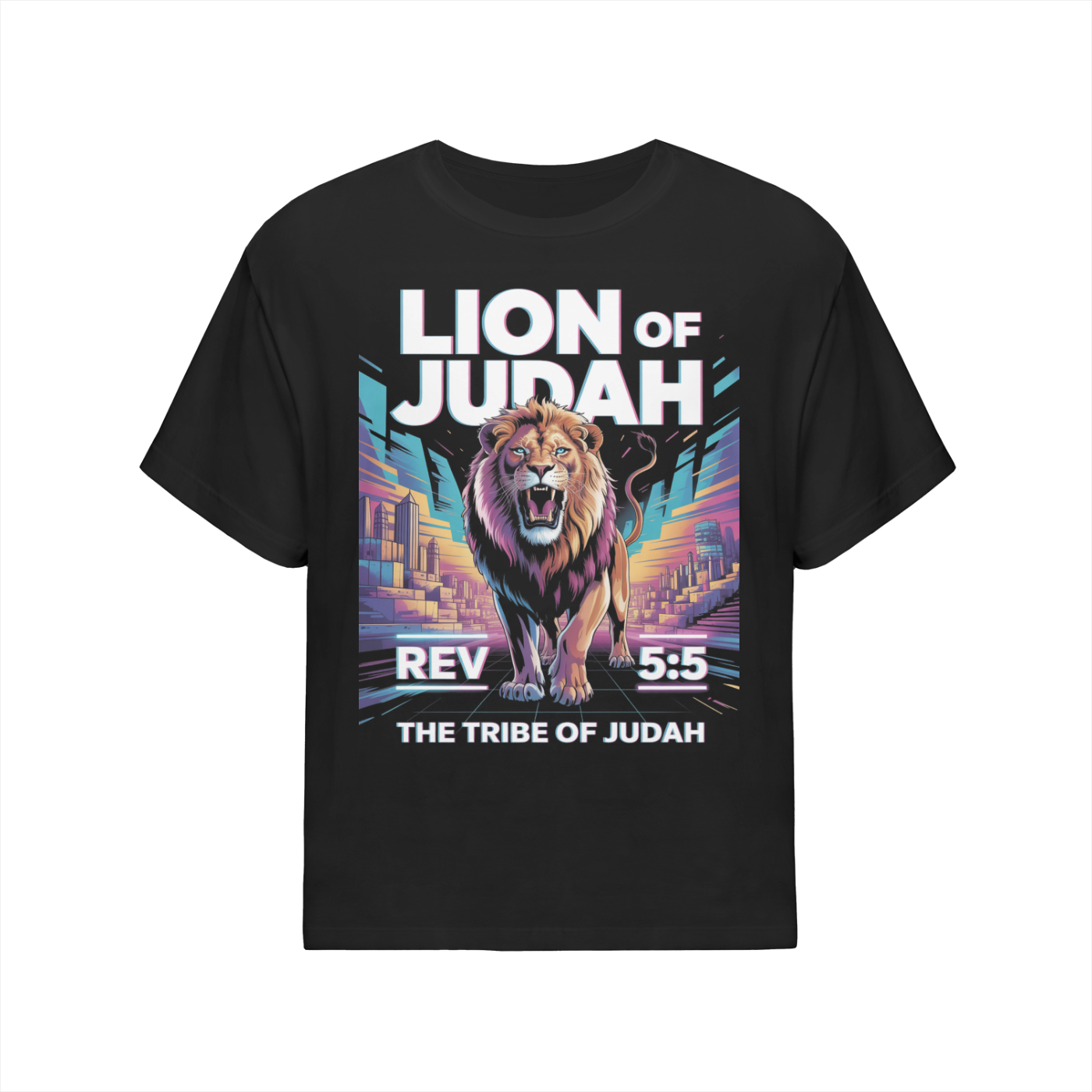 Lion of Judah, Cyber Glow Oversized Cotton T-Shirt