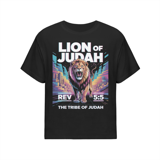 Lion of Judah, Cyber Glow Oversized Cotton T-Shirt