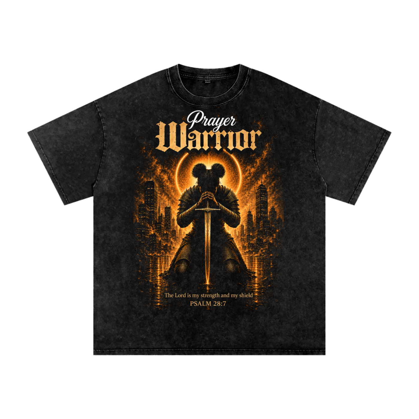 Prayer Warrior (Female) Snow Washed Oversized Tee
