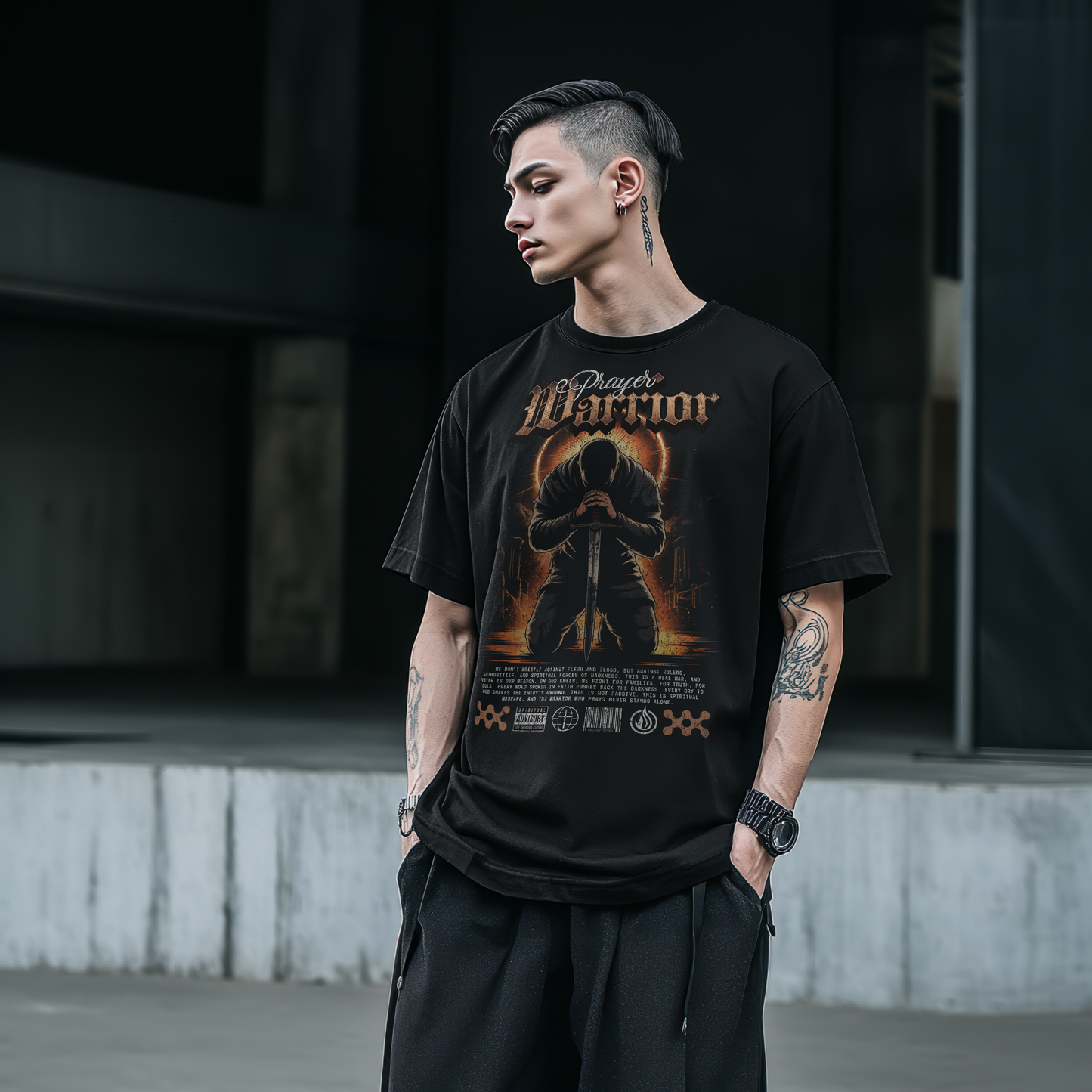 Male Prayer Warrior Tee - Black