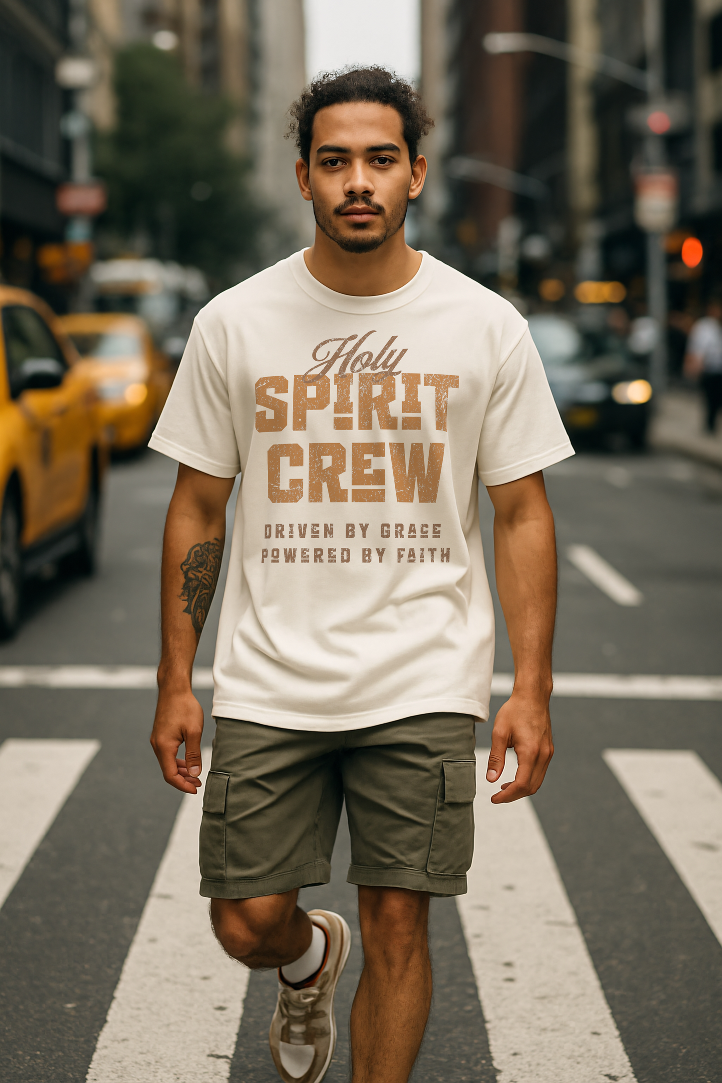Holy Spirit Crew Tee, Driven by Grace, Powered by Faith - Ivory