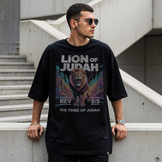 Lion of Judah, Cyber Glow Tee - Black