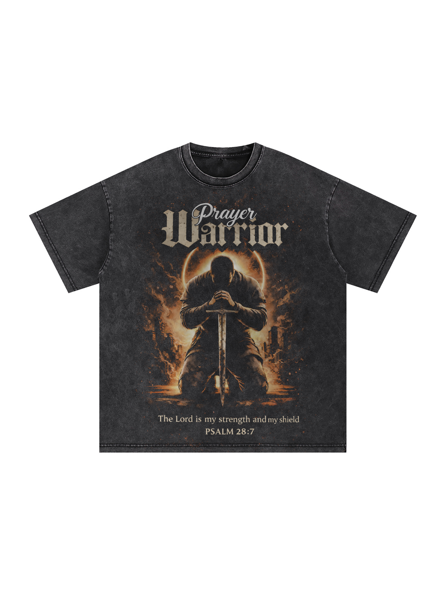 Prayer Warrior (Male) Snow Washed Oversized Tee
