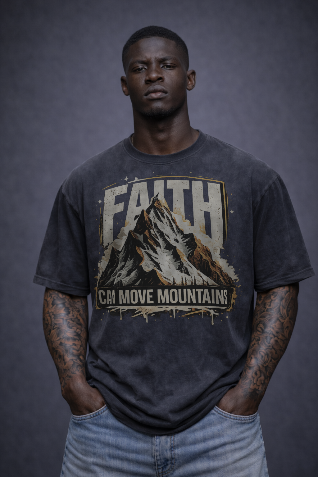 Faith Can Move Mountains Snow Washed Tee
