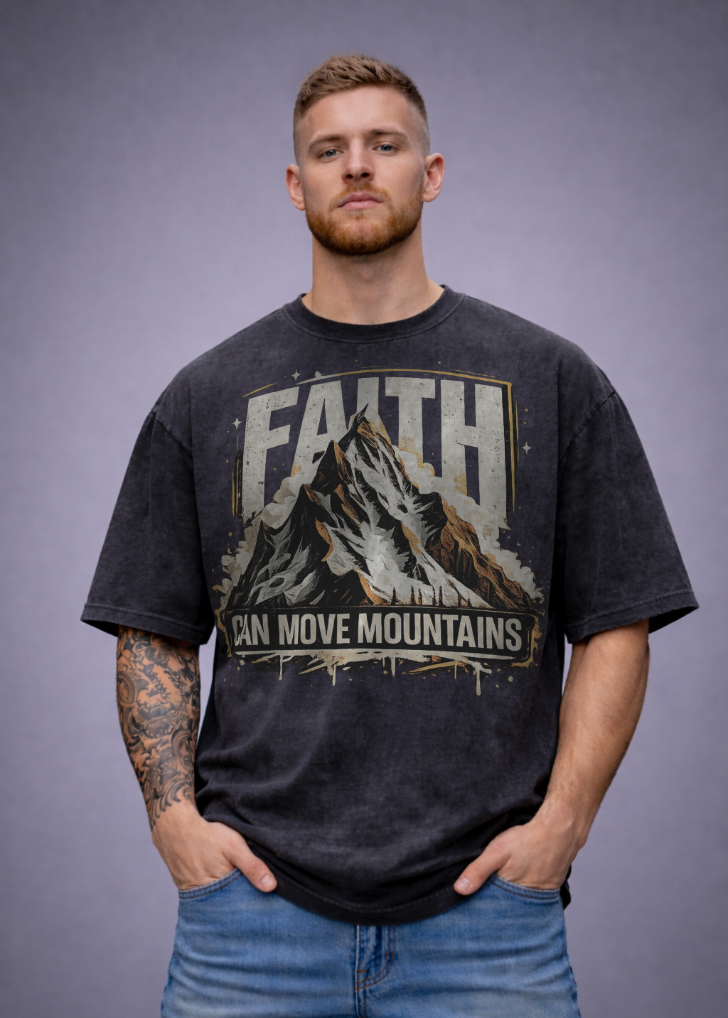 Faith Can Move Mountains Snow Washed Tee